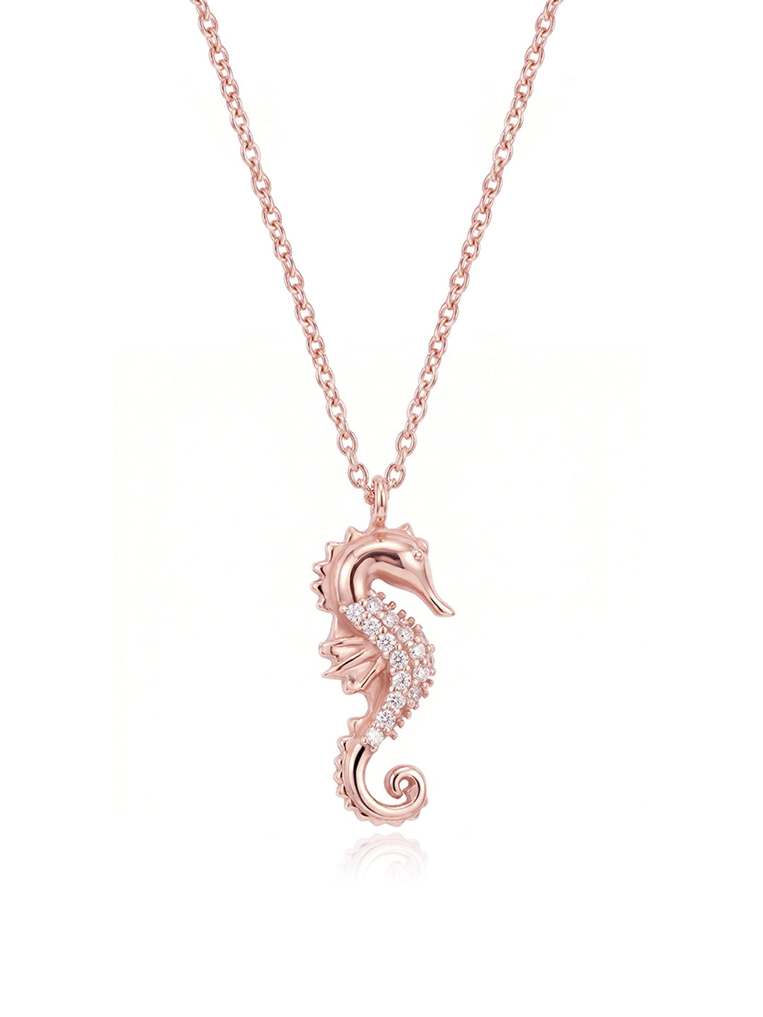 Ocean Whisper Rose Gold Seahorse Pendant Necklace
