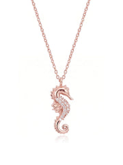 Ocean Whisper Rose Gold Seahorse Pendant Necklace