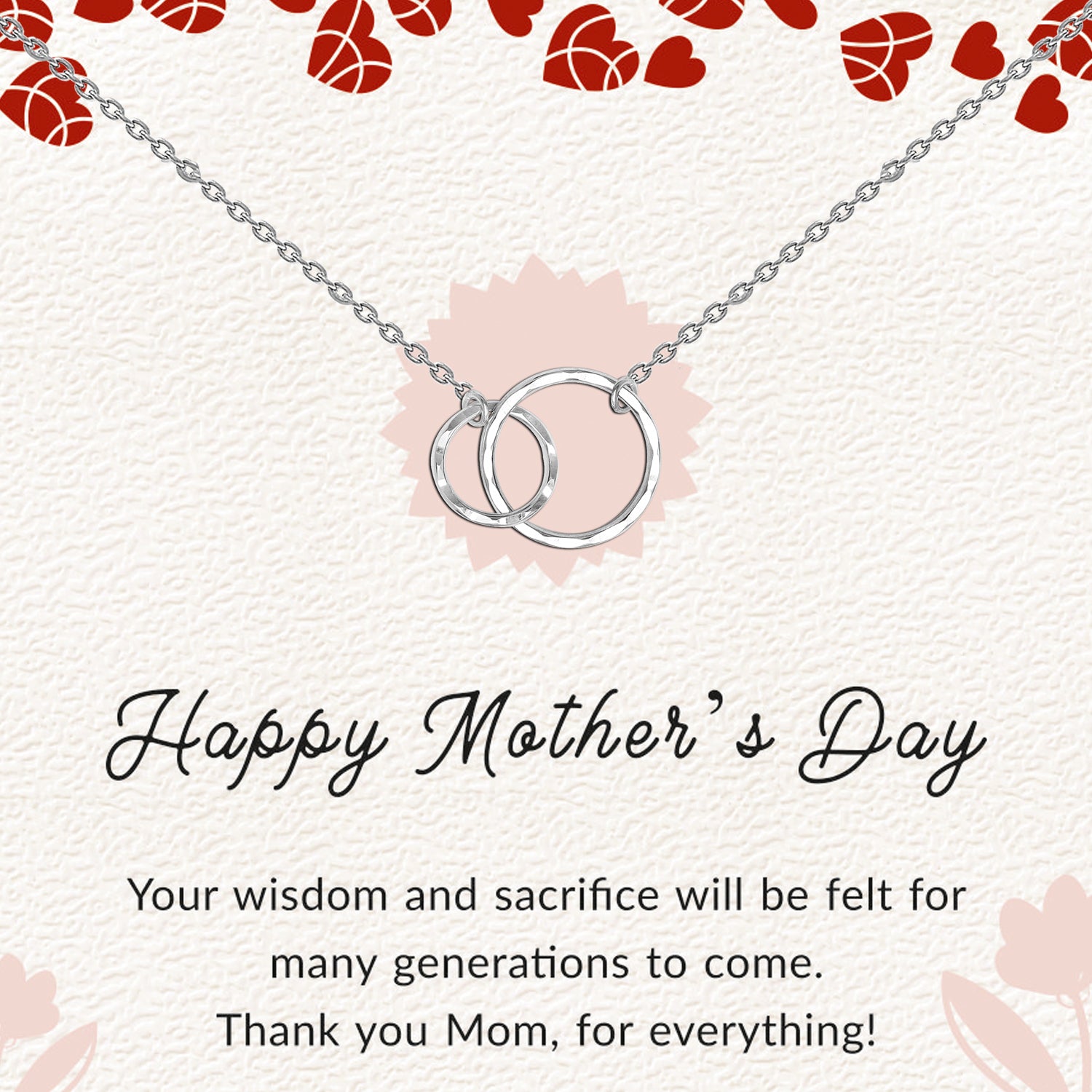 LeCalla 925 Sterling Silver Interlocking Double Circle Necklace With Gift Card For Women