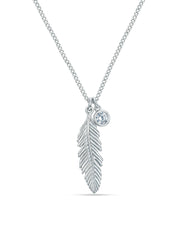 Silver Whisper CZ Feather Pendant Necklace