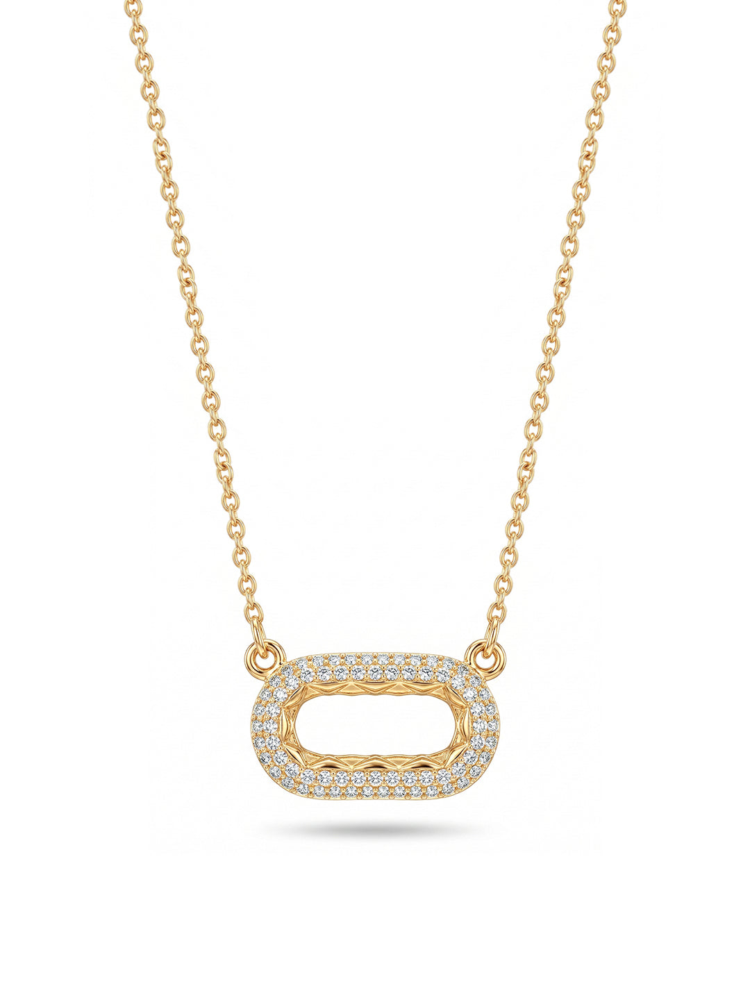 Golden Aura Open Oval CZ Pendant Necklace