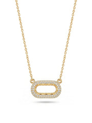 Golden Aura Open Oval CZ Pendant Necklace