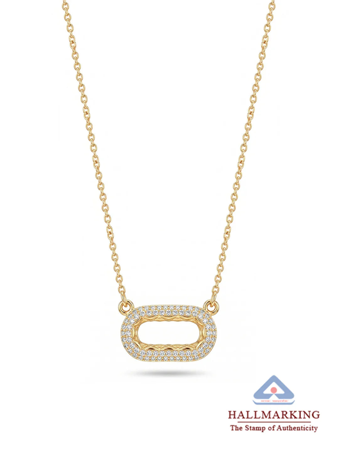 Golden Aura Open Oval CZ Pendant Necklace