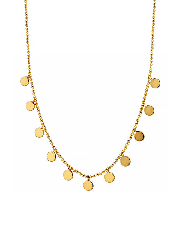 Golden Gleam Disc Charm Ball Chain Necklace