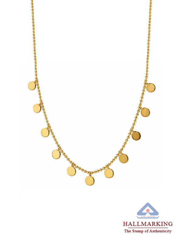 Golden Gleam Disc Charm Ball Chain Necklace