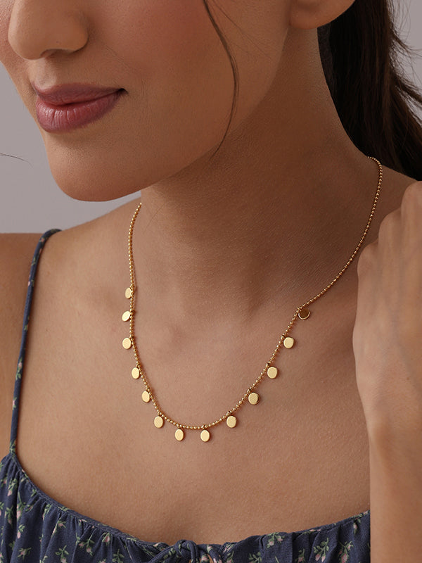 Golden Gleam Disc Charm Ball Chain Necklace