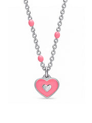 Pink Heart Beaded Pendant Necklace