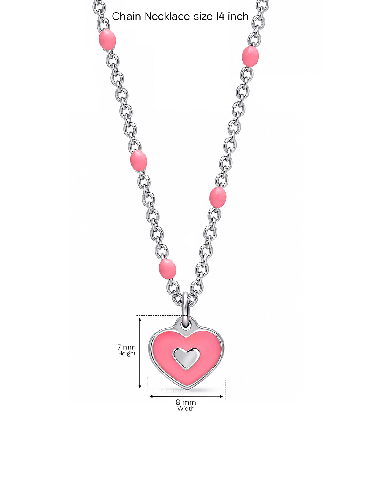 Pink Heart Beaded Pendant Necklace