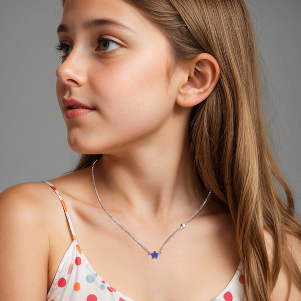 925 Sterling Silver Star Shape Pendant Necklace for 4 and above Years Children | Gifts for Kids