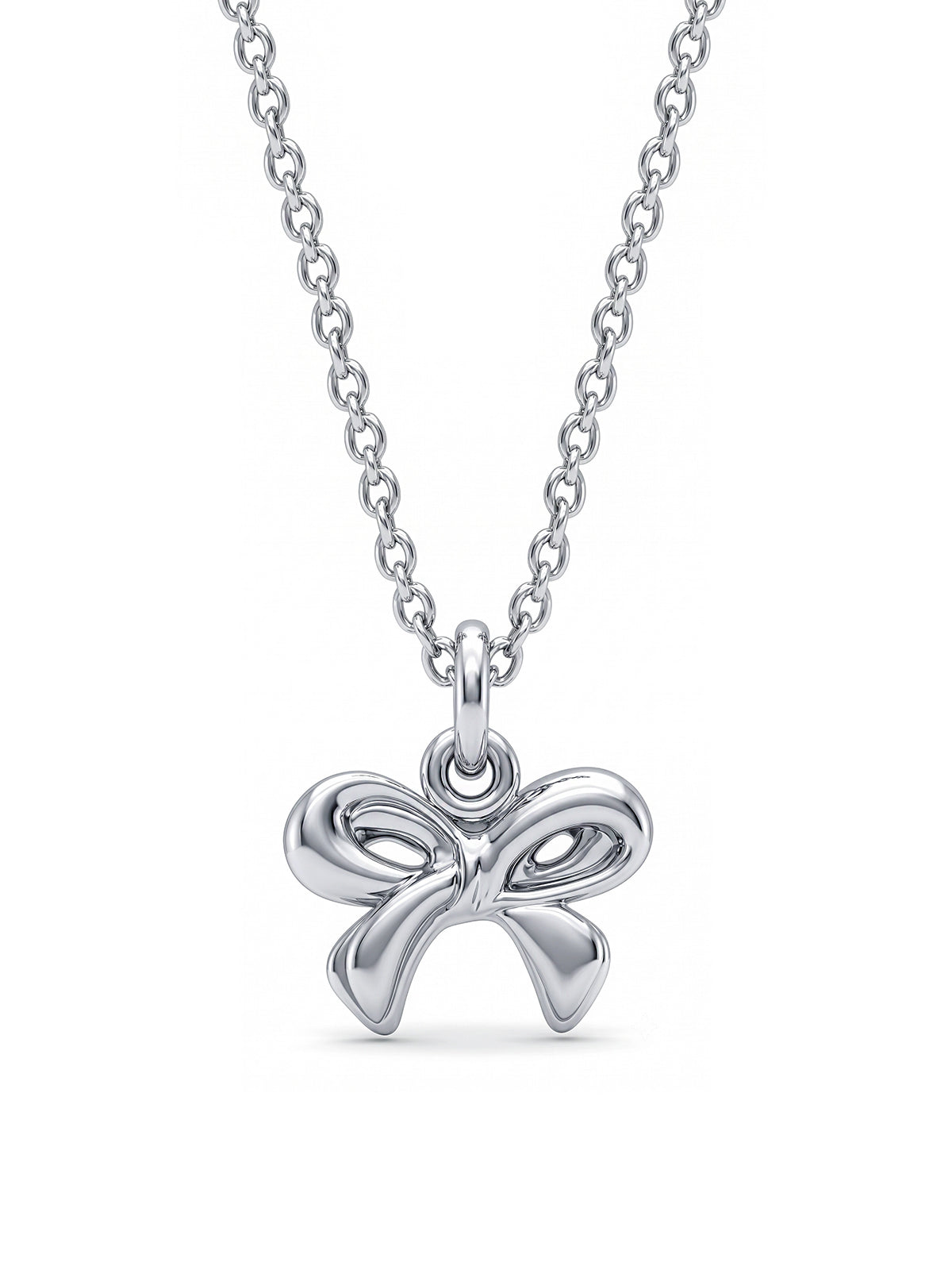 Silver Bow Pendant Necklace