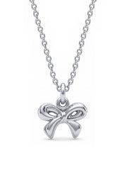 Silver Bow Pendant Necklace