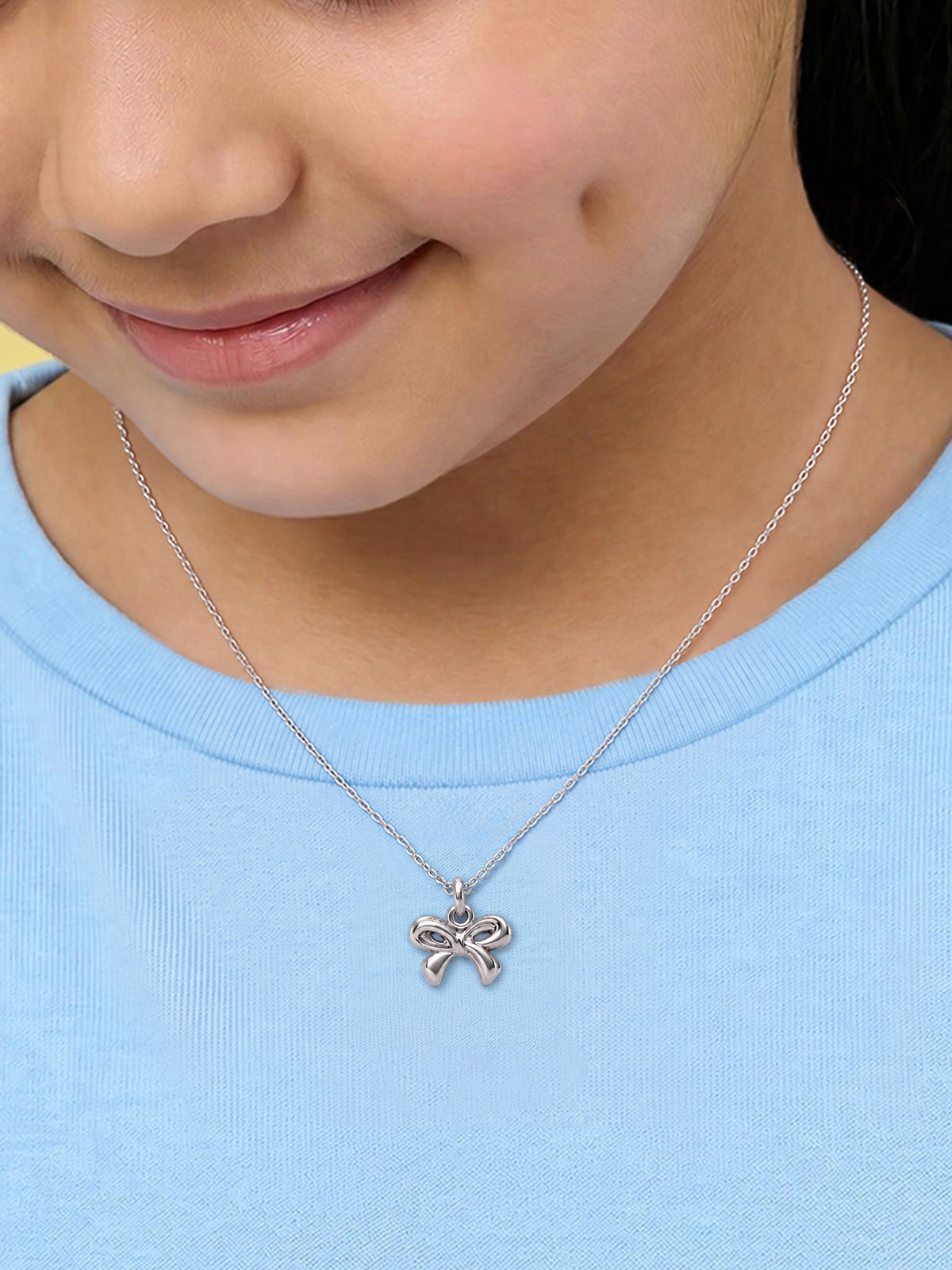 Silver Bow Pendant Necklace