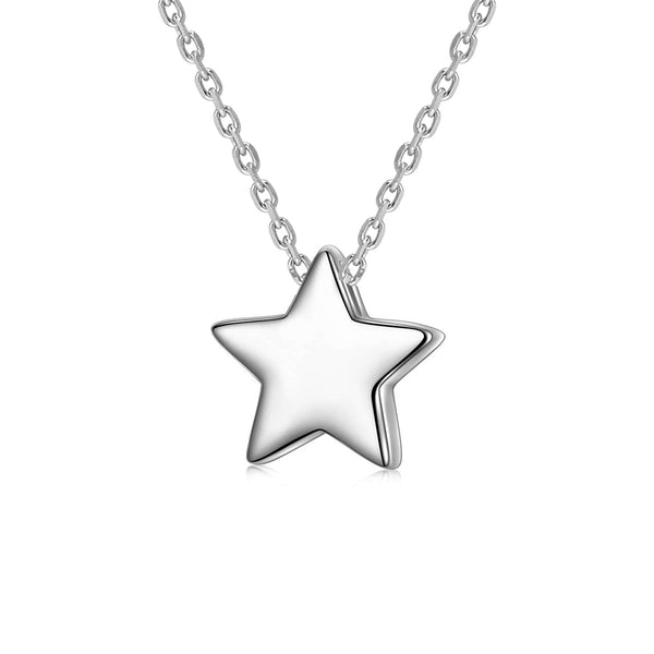925 Sterling Silver Tiny Puffed Star Necklace for 4 and above Years Children | Gifts for Kids