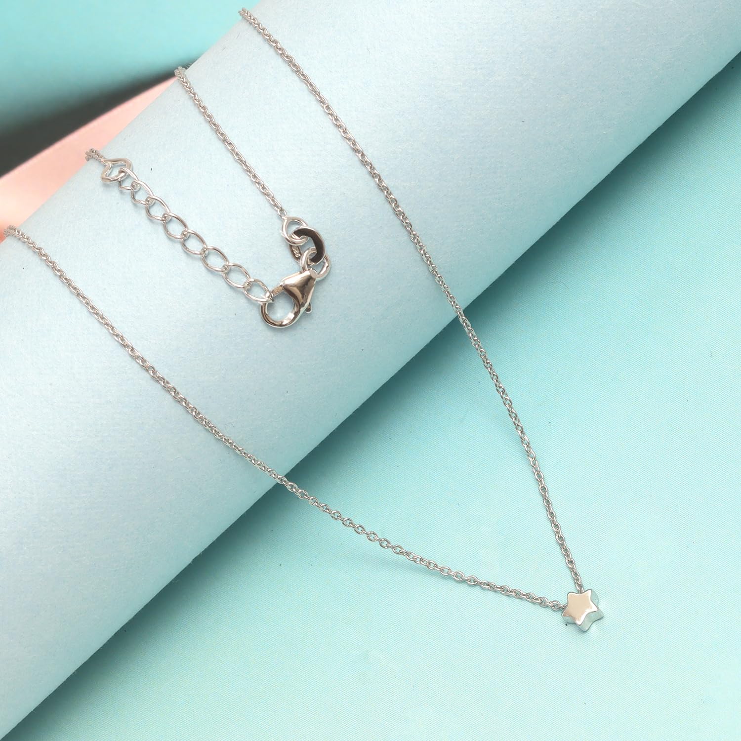 925 Sterling Silver Tiny Puffed Star Necklace for 4 and above Years Children | Gifts for Kids
