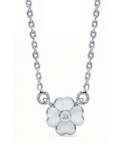 Silver Floral CZ Pendant Necklace