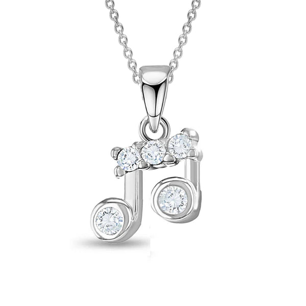 925 Sterling Silver Zirconia Musical Note Necklace for 4 and above Years Children | Gifts for Kids