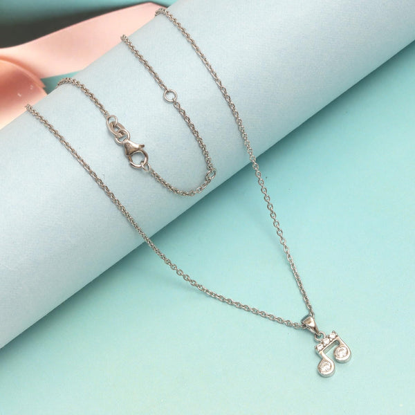 925 Sterling Silver Zirconia Musical Note Necklace for 4 and above Years Children | Gifts for Kids