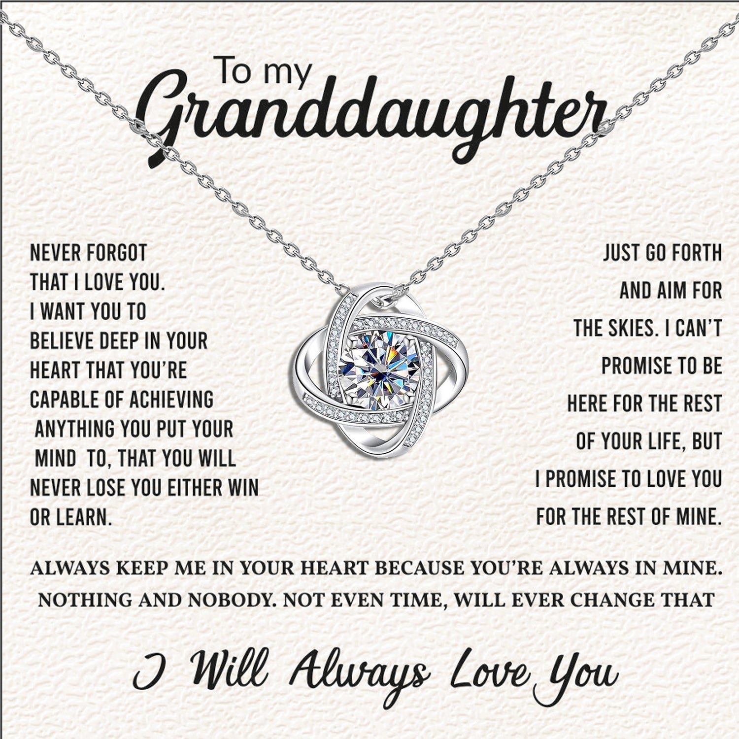 925 Sterling Silver Adjustable Sparkling CZ Love-Knot Pendant Necklace With Gift Card for Women