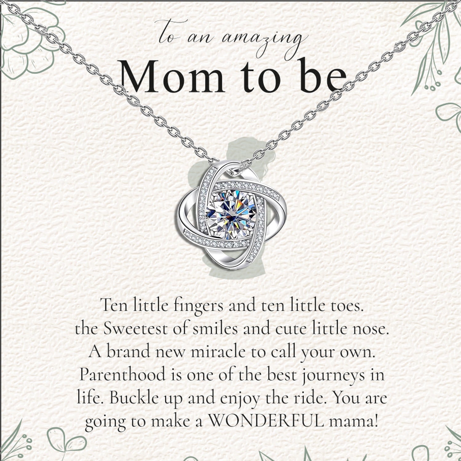 925 Sterling Silver Adjustable Sparkling CZ Love-Knot Pendant Necklace With Gift Card for Women