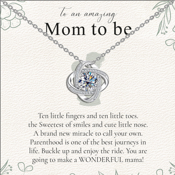 925 Sterling Silver Adjustable Sparkling CZ Love-Knot Pendant Necklace With Gift Card for Women