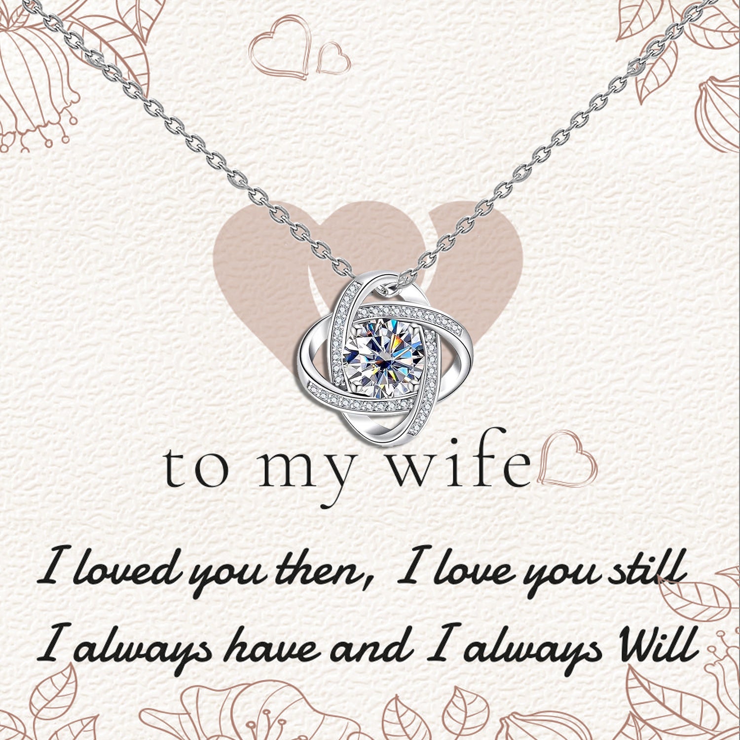 925 Sterling Silver Adjustable Sparkling CZ Love-Knot Pendant Necklace With Gift Card for Women