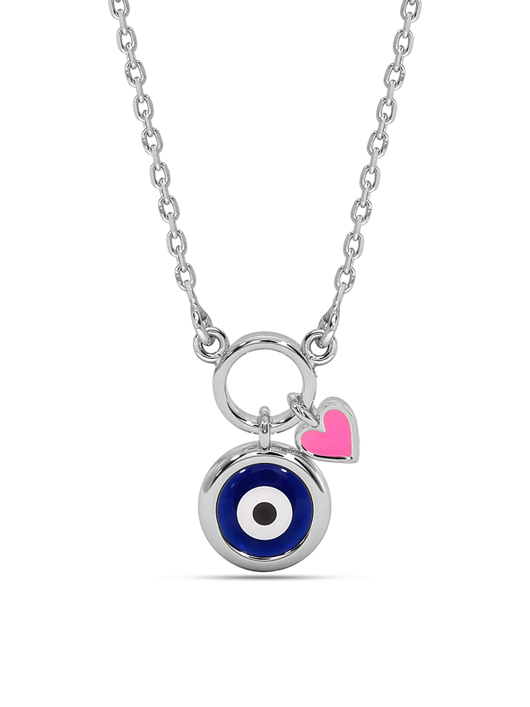 Evil Eye Heart Charm Necklace for Kids