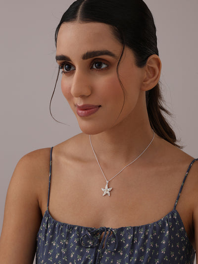 Ocean Whisper Two Tone Starfish Pendant Necklace