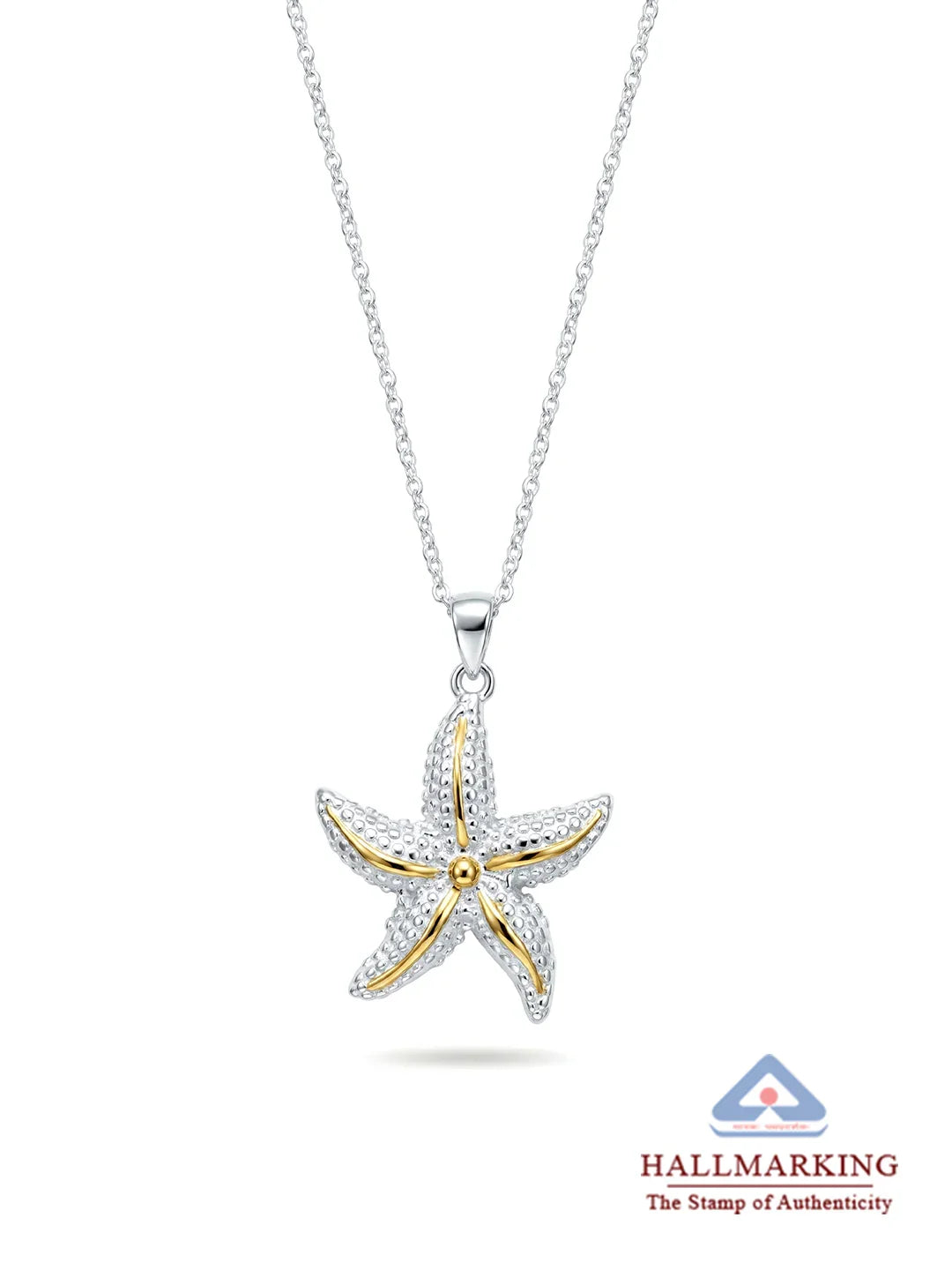 Ocean Whisper Two Tone Starfish Pendant Necklace