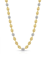 Gold Link Necklace with CZ Accents