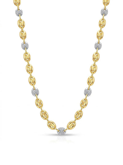 Gold Link Necklace with CZ Accents
