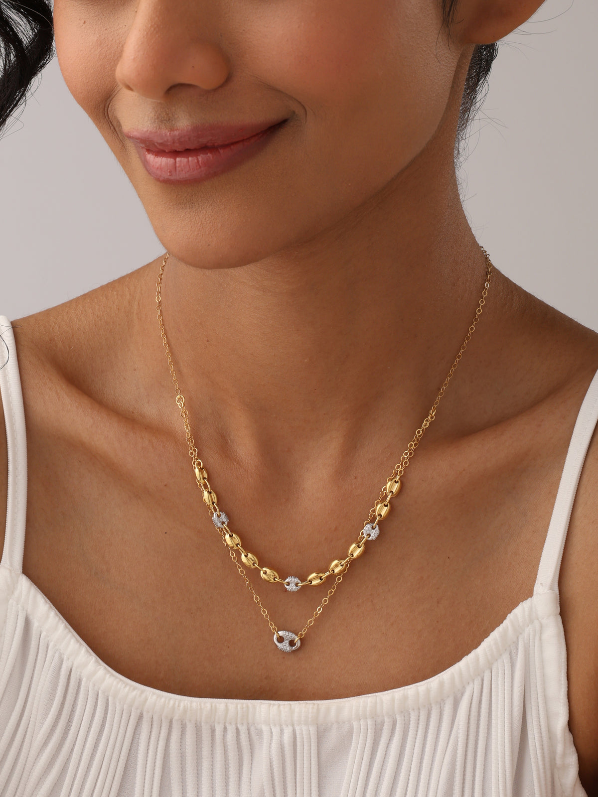 Duetta CZ Accent Layered Women's Necklace