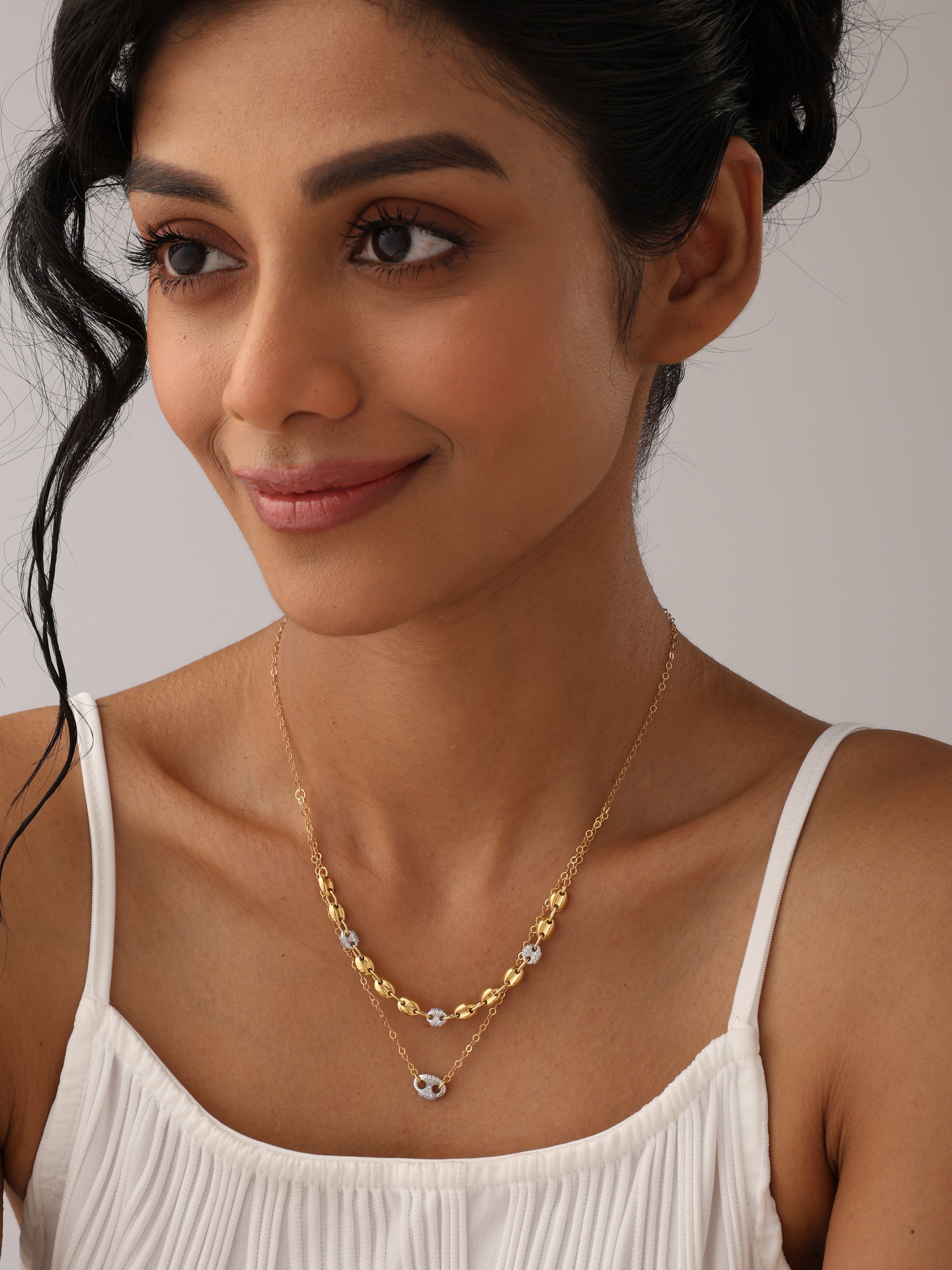 Duetta CZ Accent Layered Women's Necklace