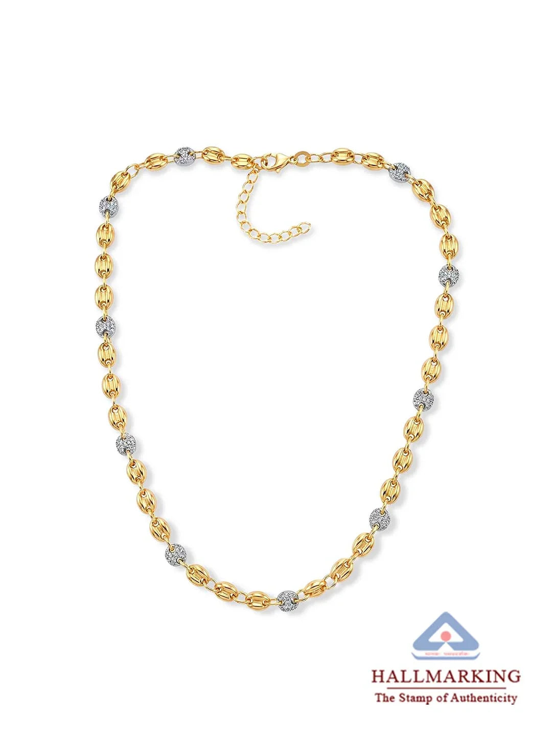 Gold Link Necklace with CZ Accents