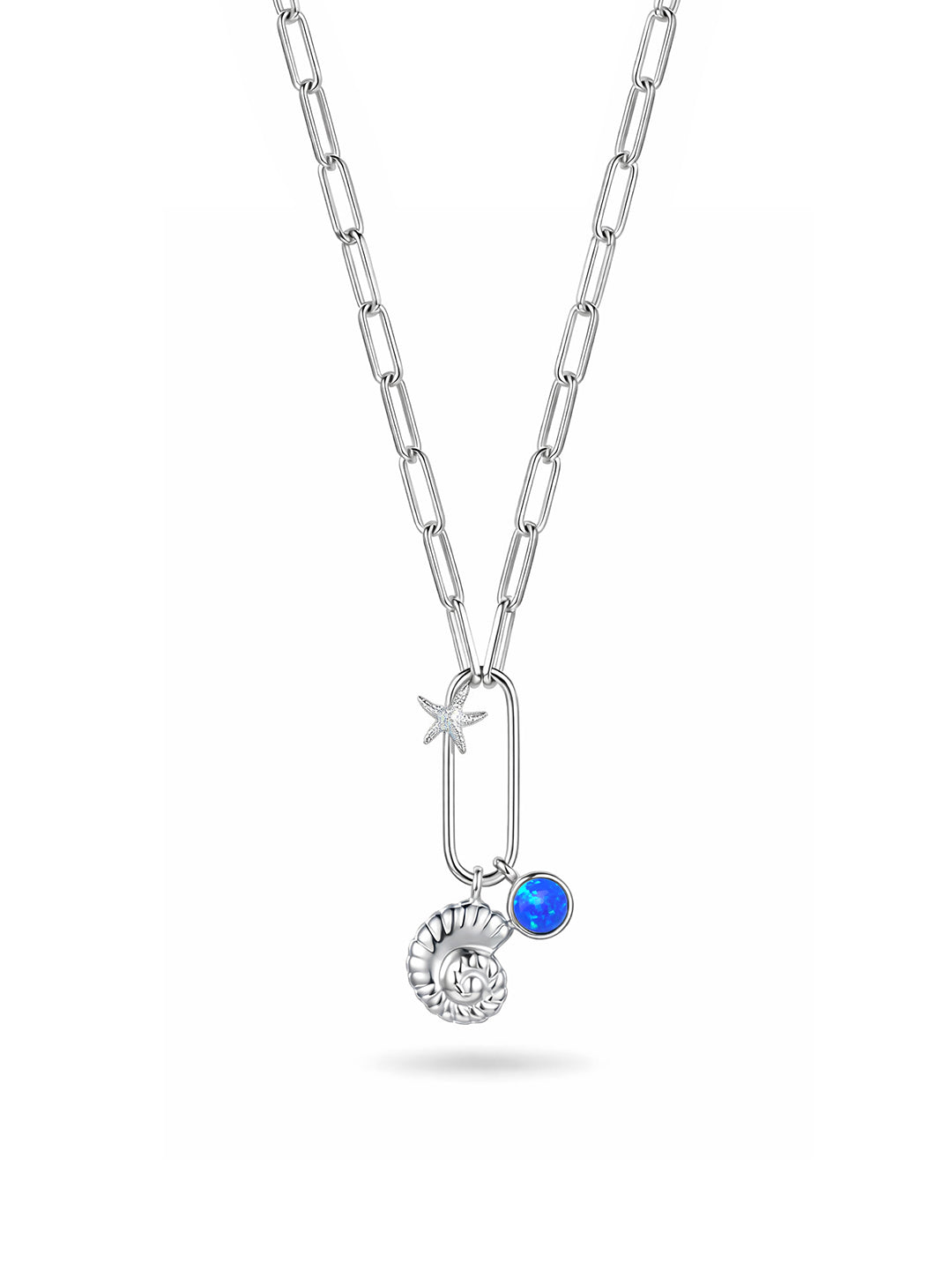 Rhodium Charm Chain Necklace