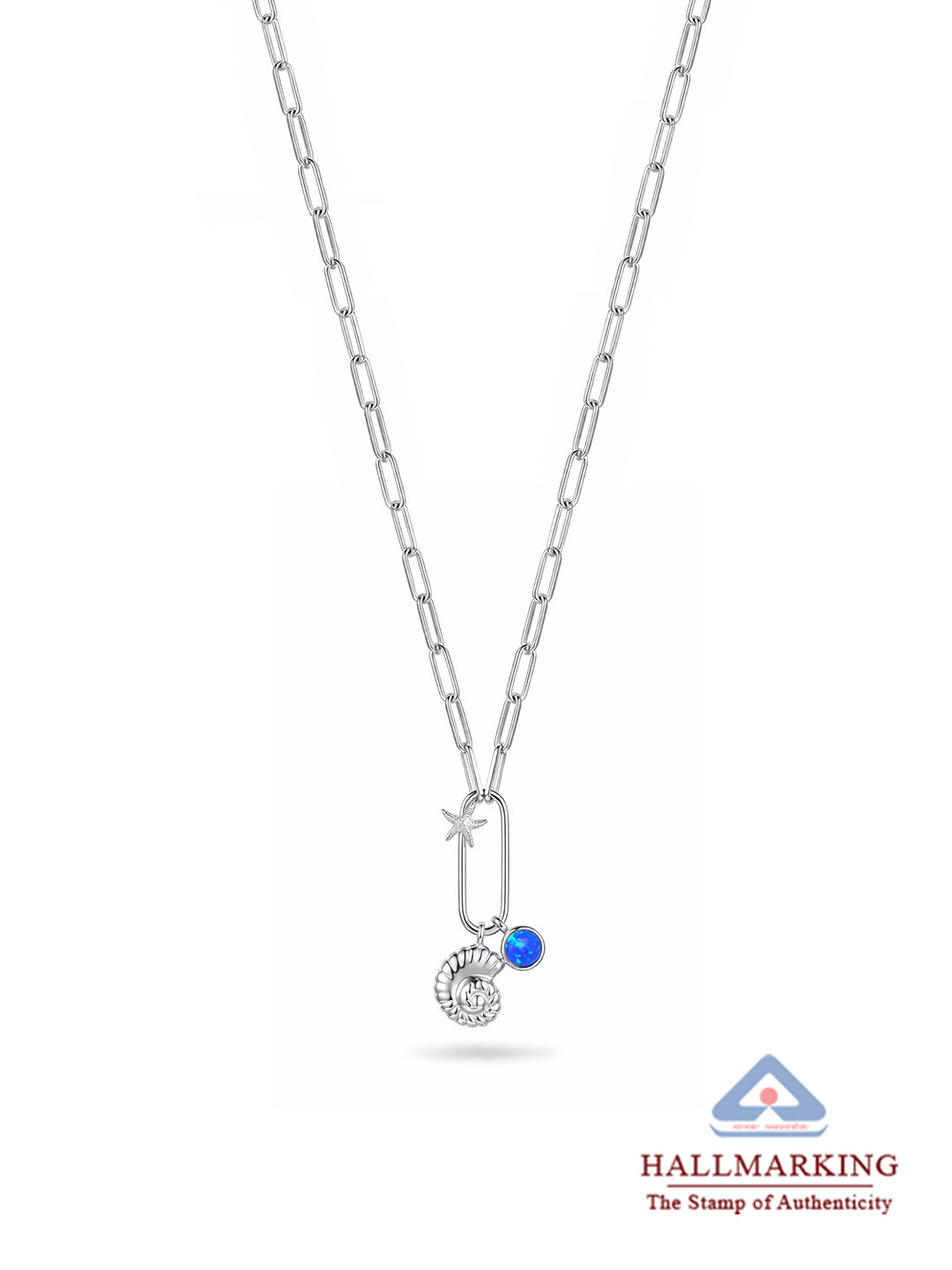 Rhodium Charm Chain Necklace