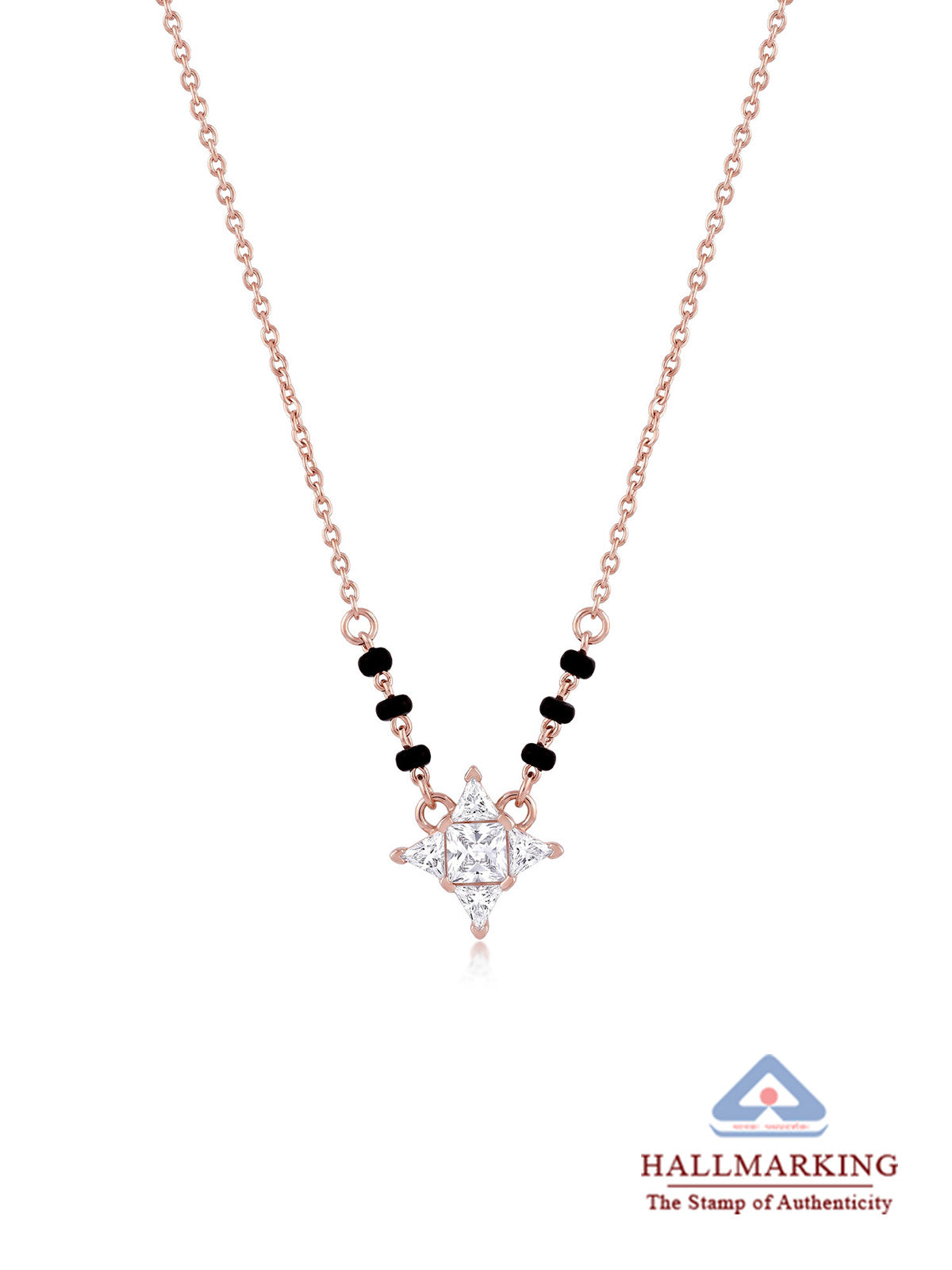 Rose Gold Crystal Star Pendant Mangalsutra