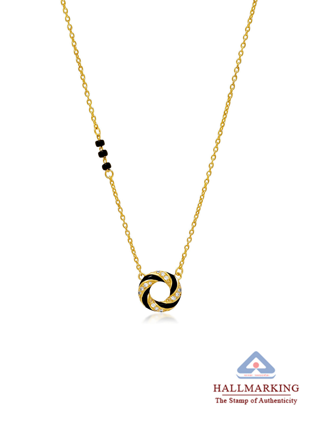 Black Enamel Interlocking Circle Mangalsutra