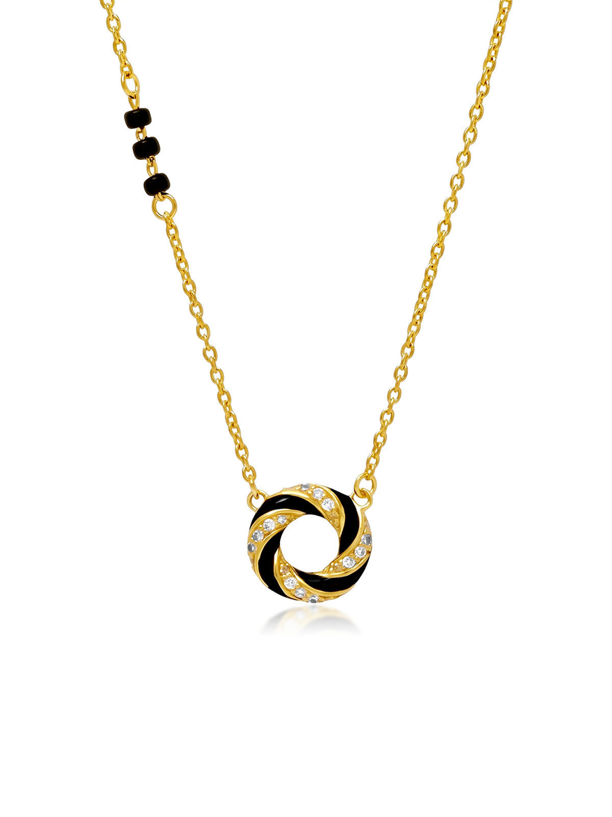 Black Enamel Interlocking Circle Mangalsutra