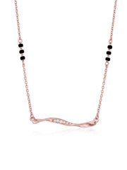 Rose Gold Black Bead Twist Bar Mangalsutra