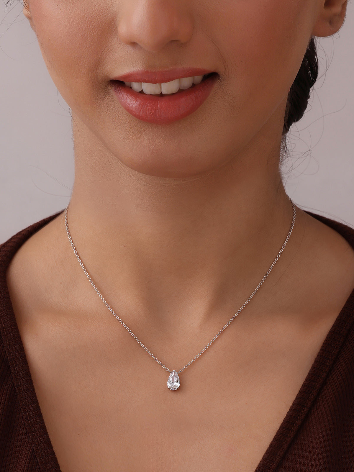 Teardrop CZ Pendant Women’s Necklace