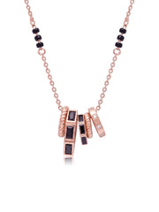 Rose Gold Black Stone Statement Charm Mangalsutra