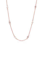 Pearl & CZ Station Necklace