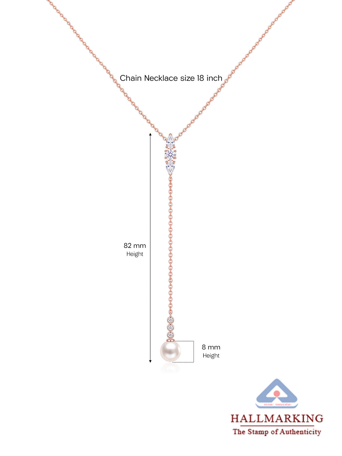 Cubic Zirconia & Pearl Drop Rose Gold-Plated Y-Necklace