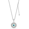 925 Sterling Silver CZ Round Turkish Evil Eye Pendant Box Chain Necklace for Women Teen
