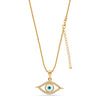 925 Sterling Silver 14K Gold Plated CZ Mother of Pearl Evil Eye Pendant Necklace for Women Teen