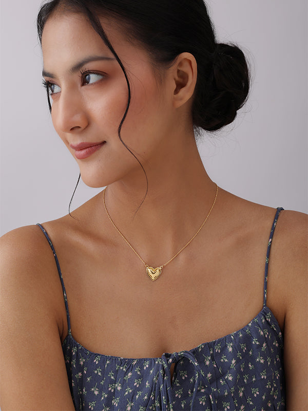 Golden Embrace Heart Pendant Necklace