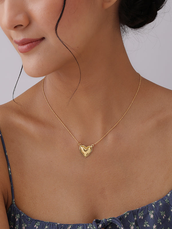 Golden Embrace Heart Pendant Necklace