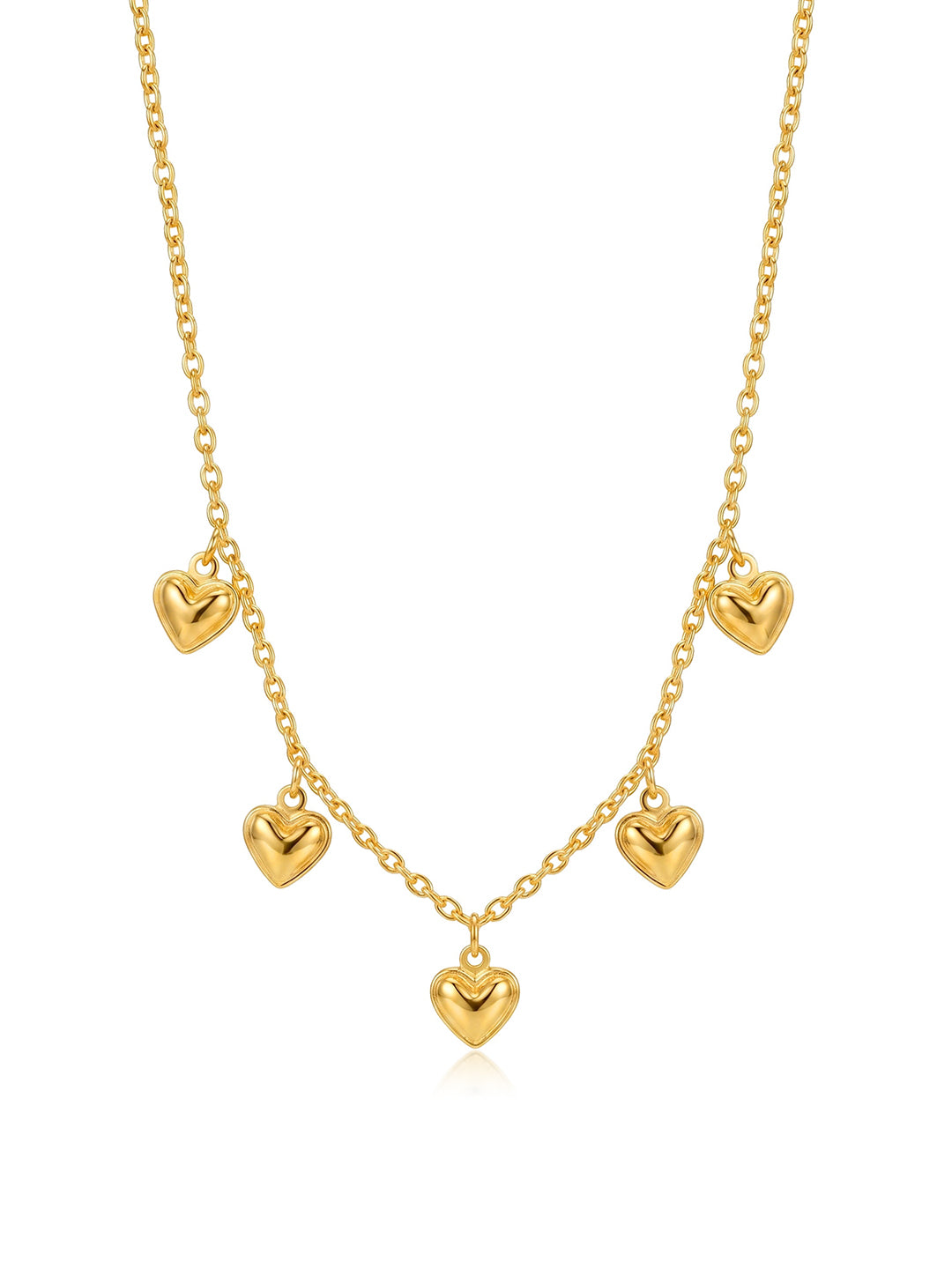 Golden Whispers Multi-Heart Charm Necklace