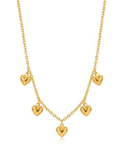 Golden Whispers Multi-Heart Charm Necklace