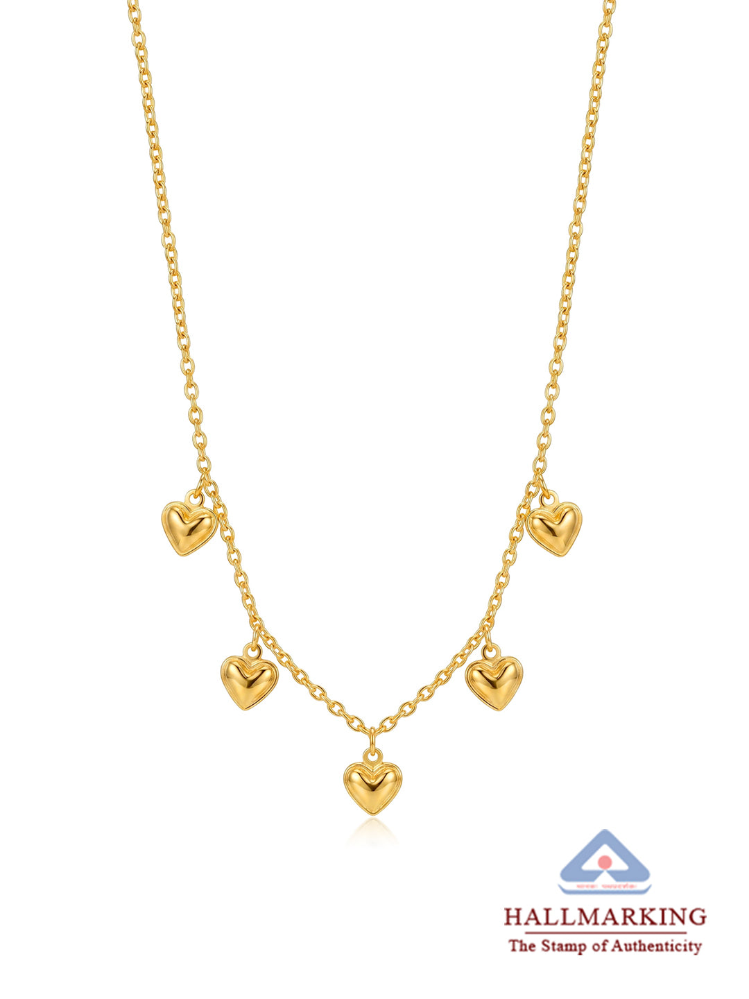 Golden Whispers Multi-Heart Charm Necklace